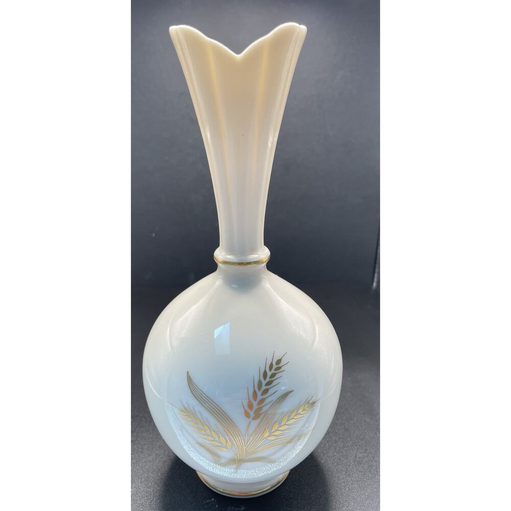 Vintage Lenox Bud Vase Harvest Wheat‎ Hand Painted 24K Gold Accent 8" tall